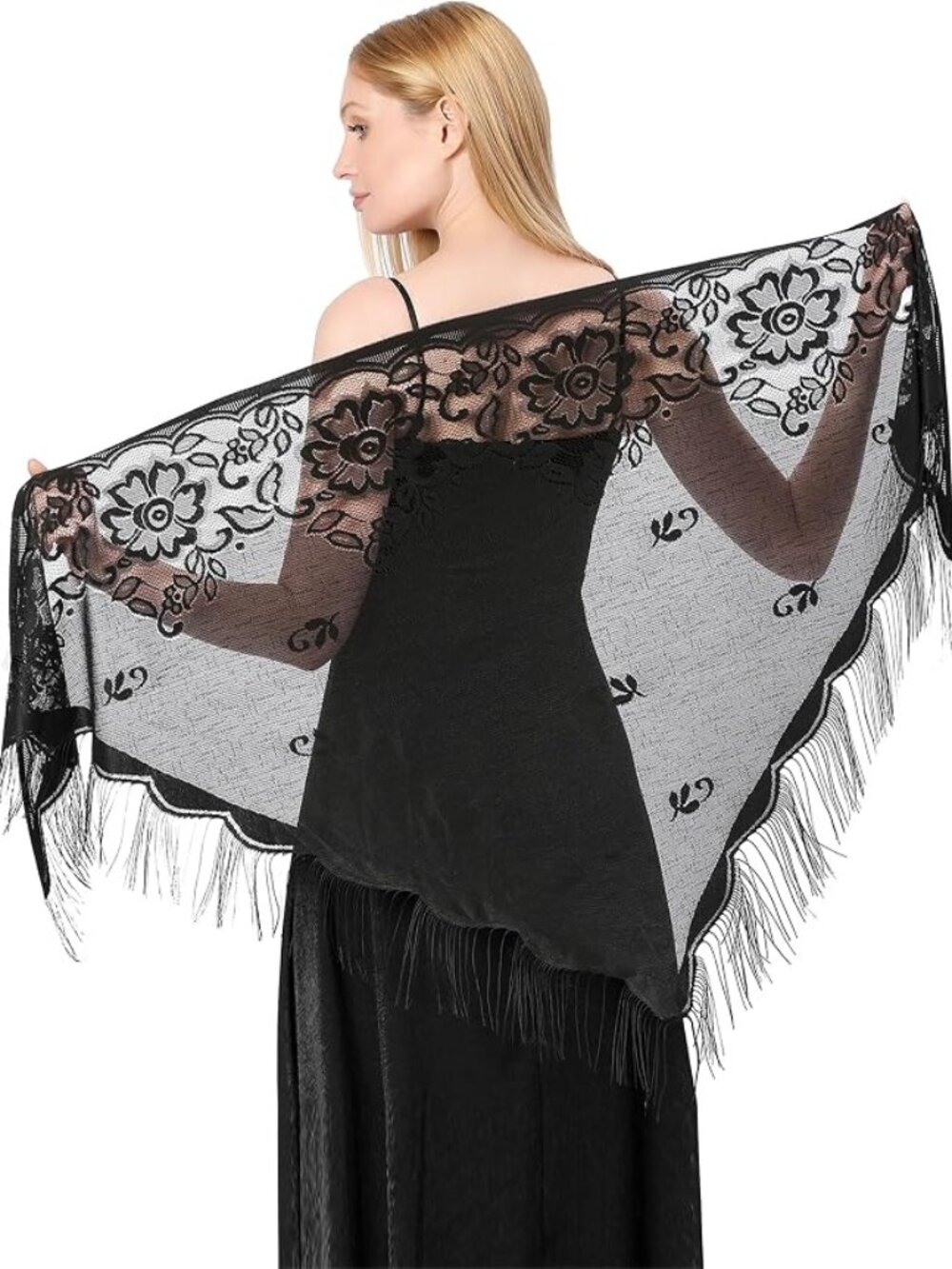 Women’s Lace Crochet Triangle Shawl Evening Wrap Wedding Bridal Prom Formal